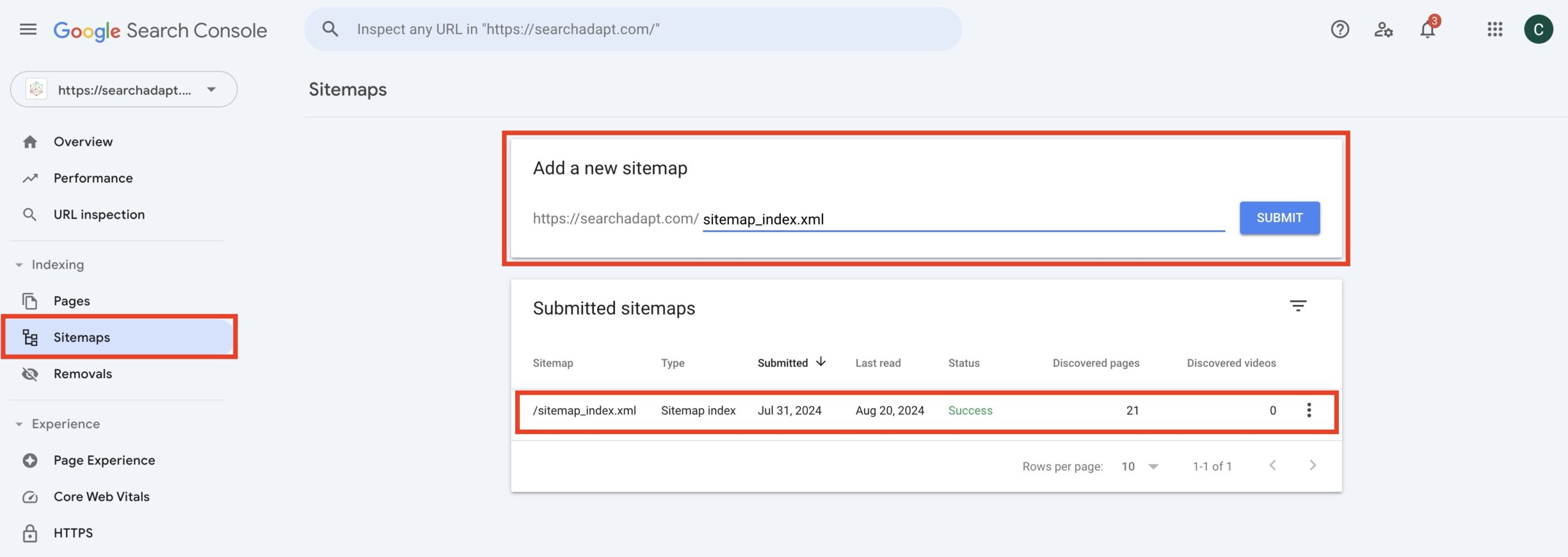 submitting xml sitemap in google search console